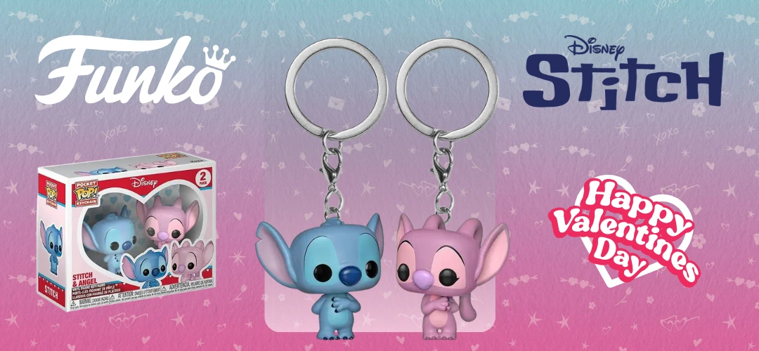 Pocket POP pack 2 keychain Disney Stitch & Angel banner