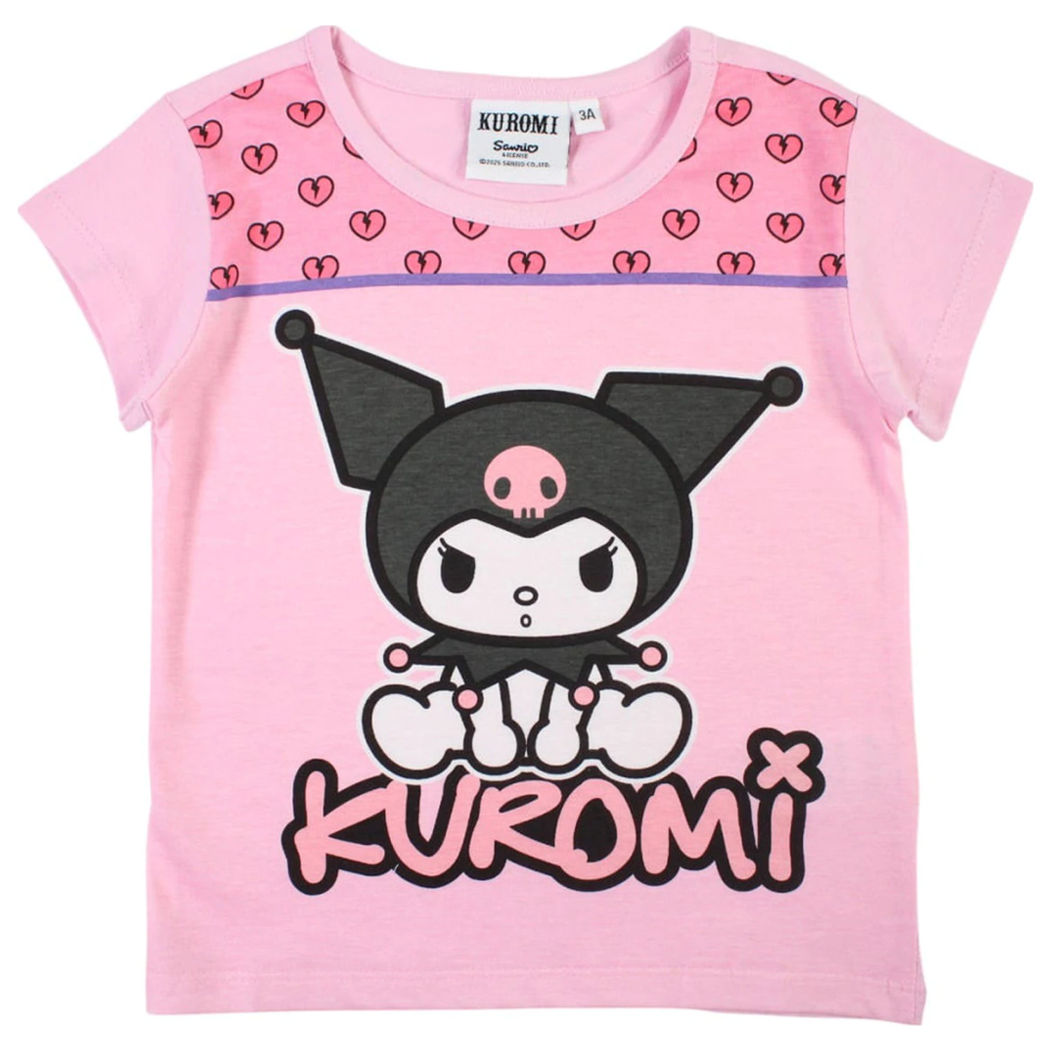 Hello Kitty Kuromi Light Pink Kids Short Sleeve T-Shirt Top  product photo