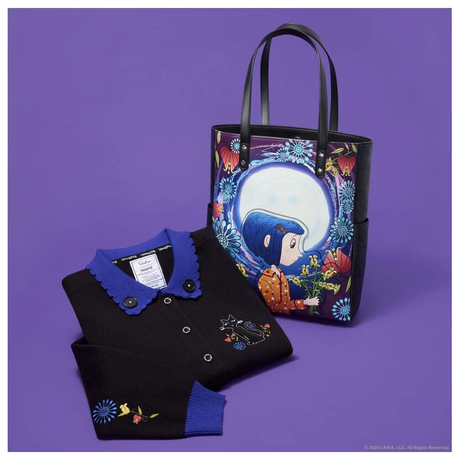 Pixar Coraline by Loungefly Cardigan Unisex Collared Cat Dragonfly  product photo