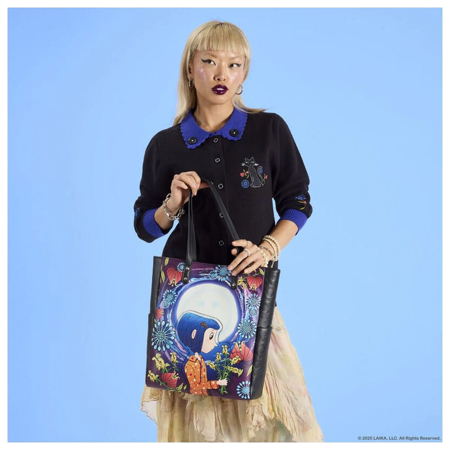 Pixar Coraline by Loungefly Cardigan Unisex Collared Cat Dragonfly  product photo