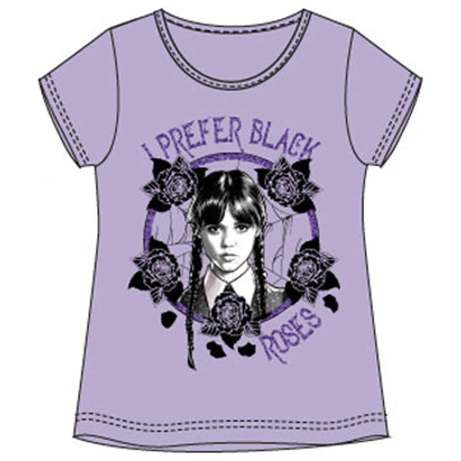 Wednesday Black Roses kids short-sleeve t-shirt, top  product photo