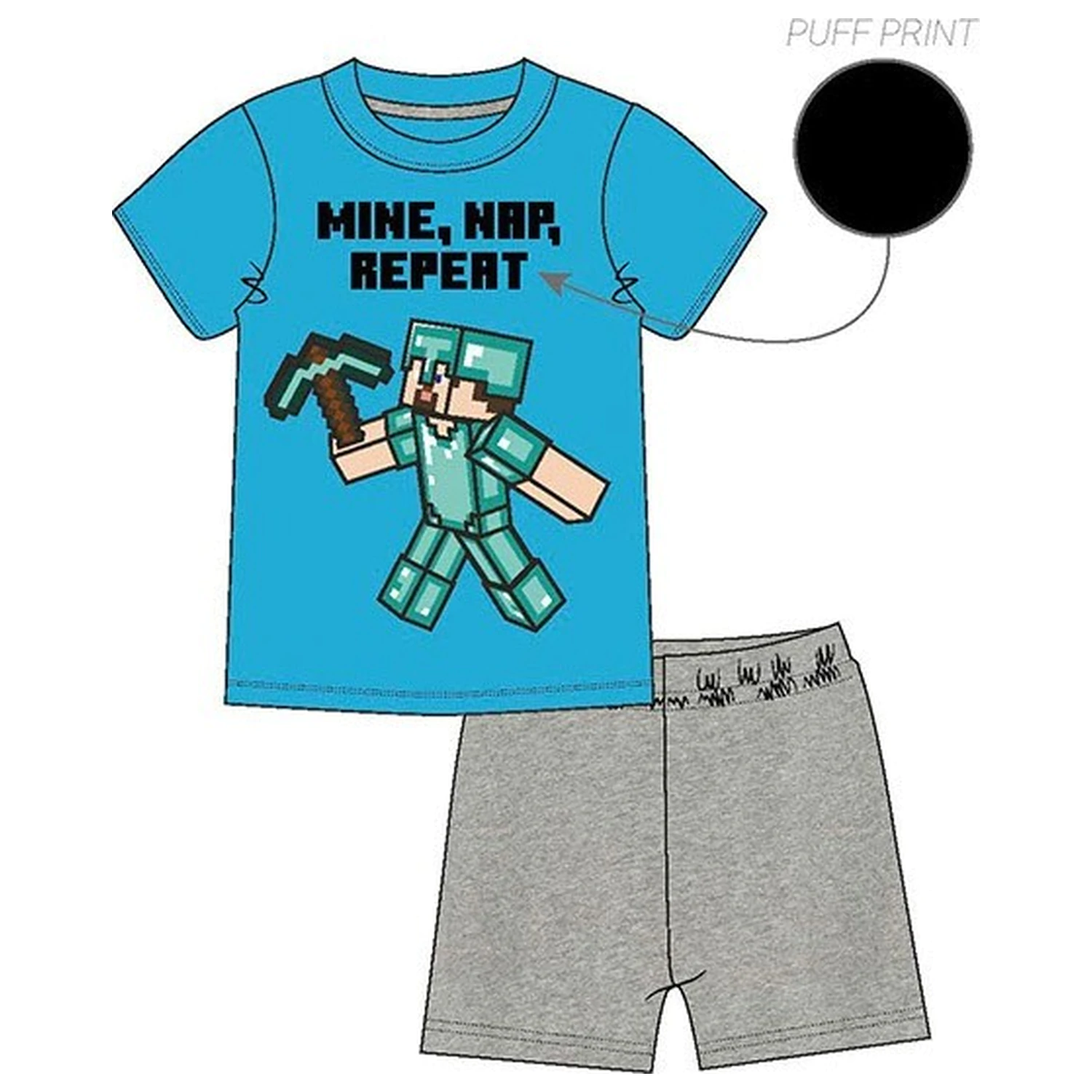 Minecraft Mine Day Repeat Children's Short Pajamas  product photo