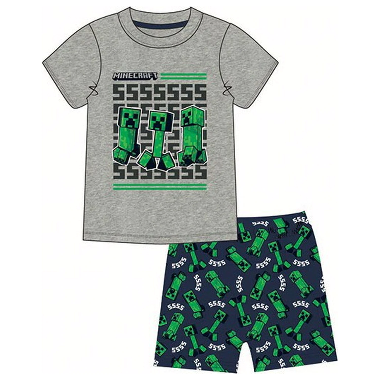 Minecraft Creeper Dreams Kids Short Pajamas  product photo