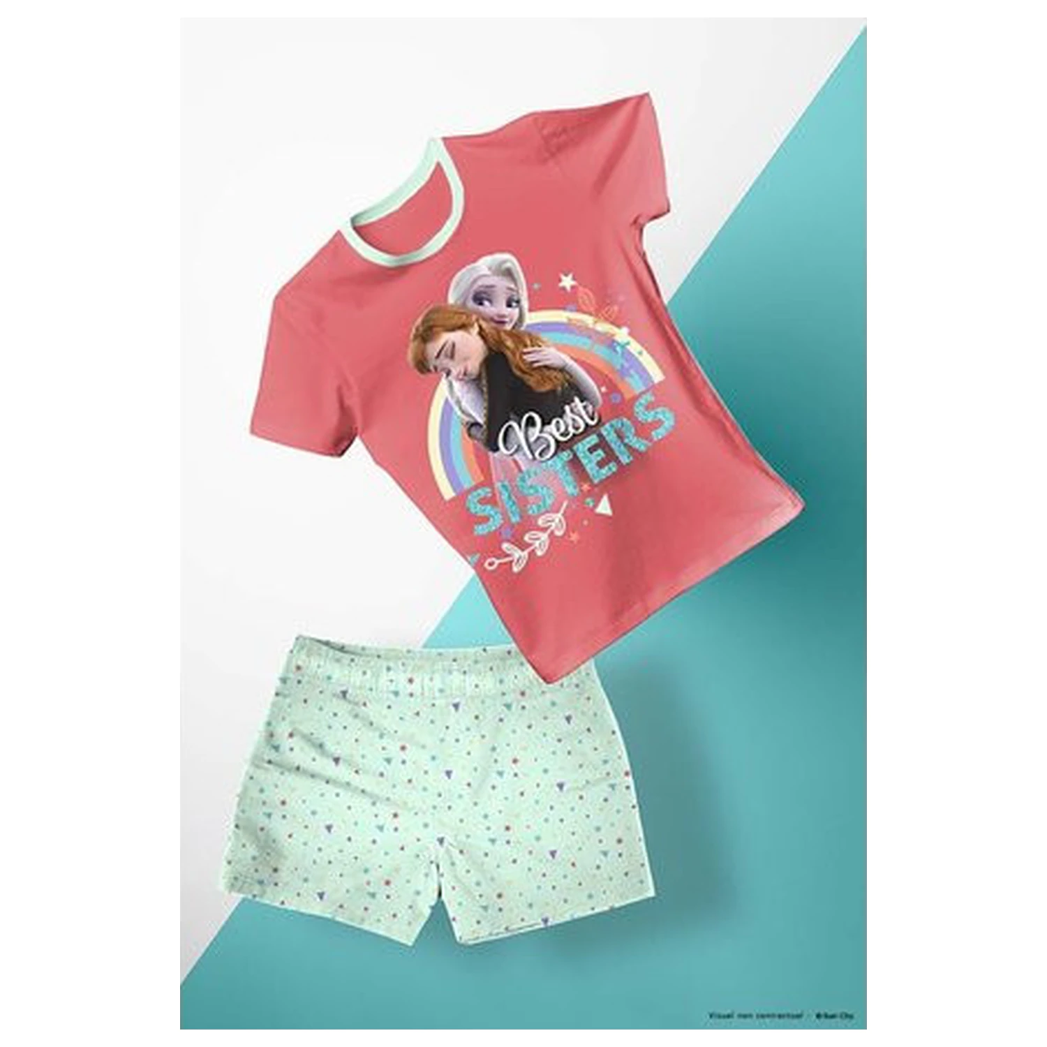 Disney Frozen Best Sisters Peach Kids Short Pajamas  product photo