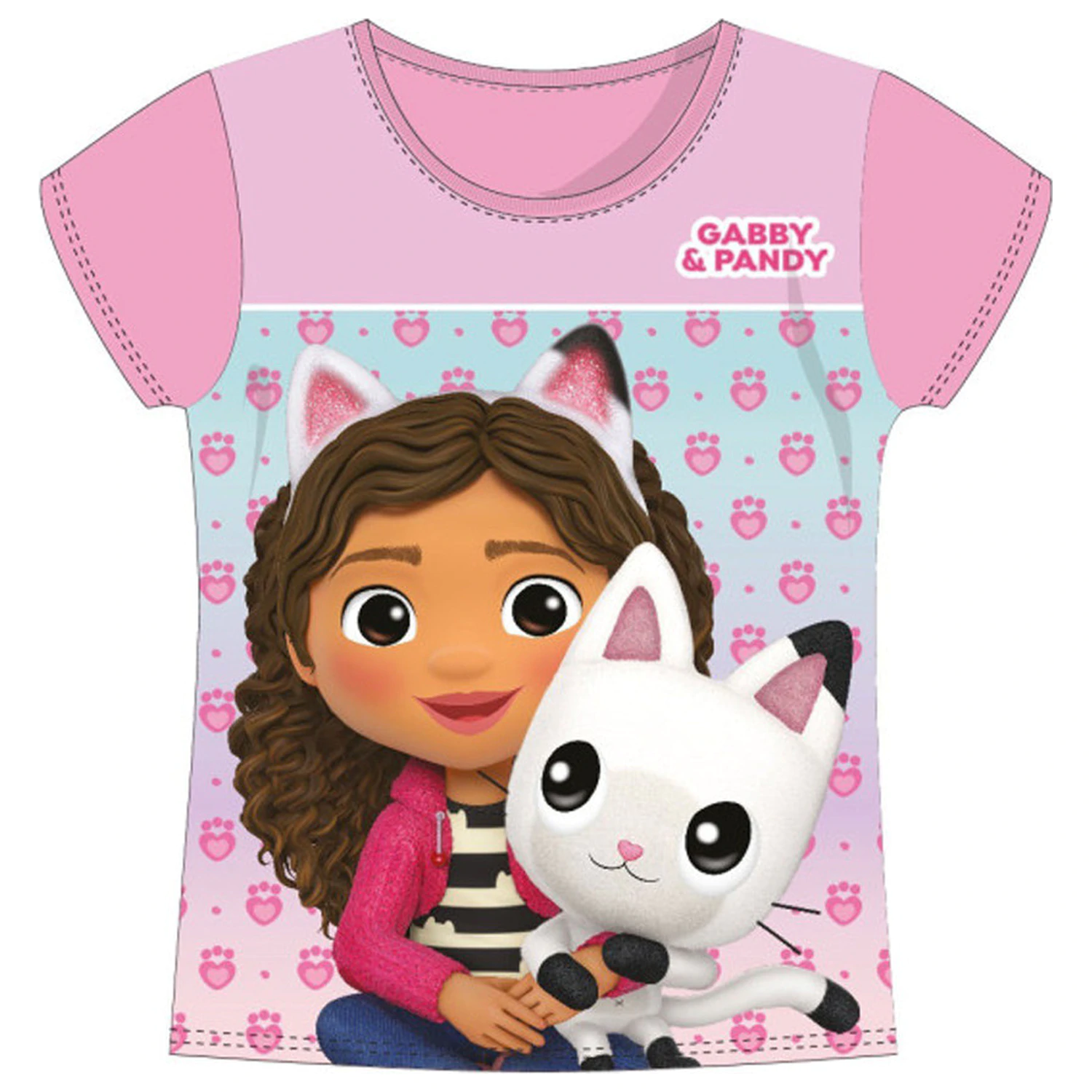Gabi's Dollhouse Pandy Light Pink Kids' Short Sleeve T-Shirt, Top product photo