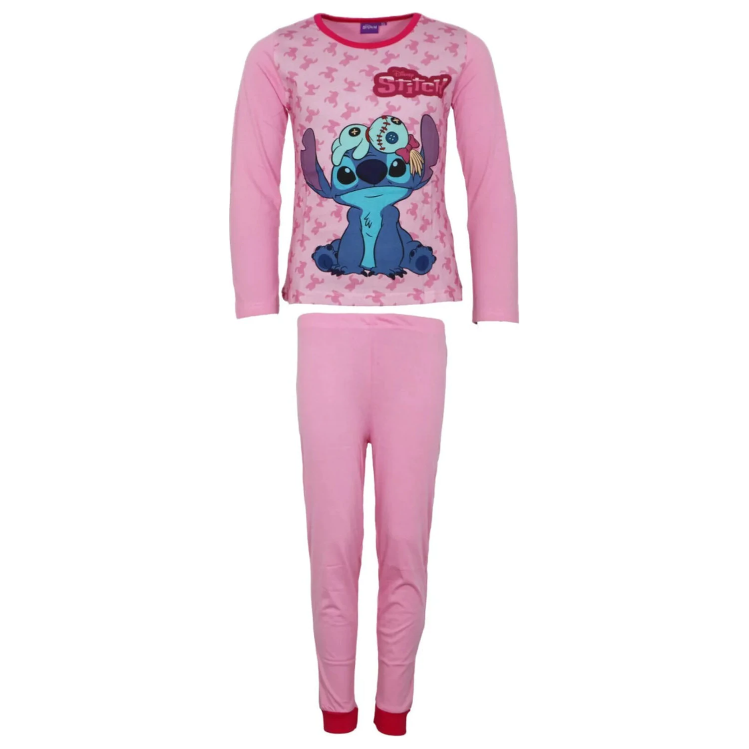 Stitch Scrump Light Pink Kids Long Pajamas  product photo