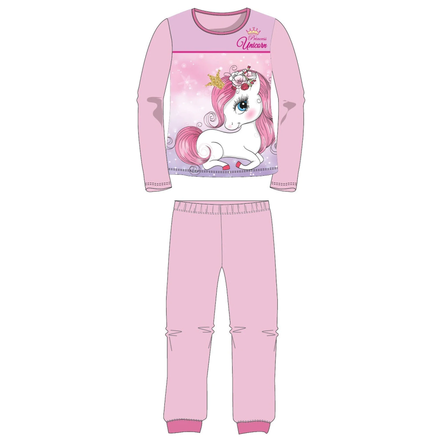 Unicorn Princess Light Pink kids long pajama  product photo