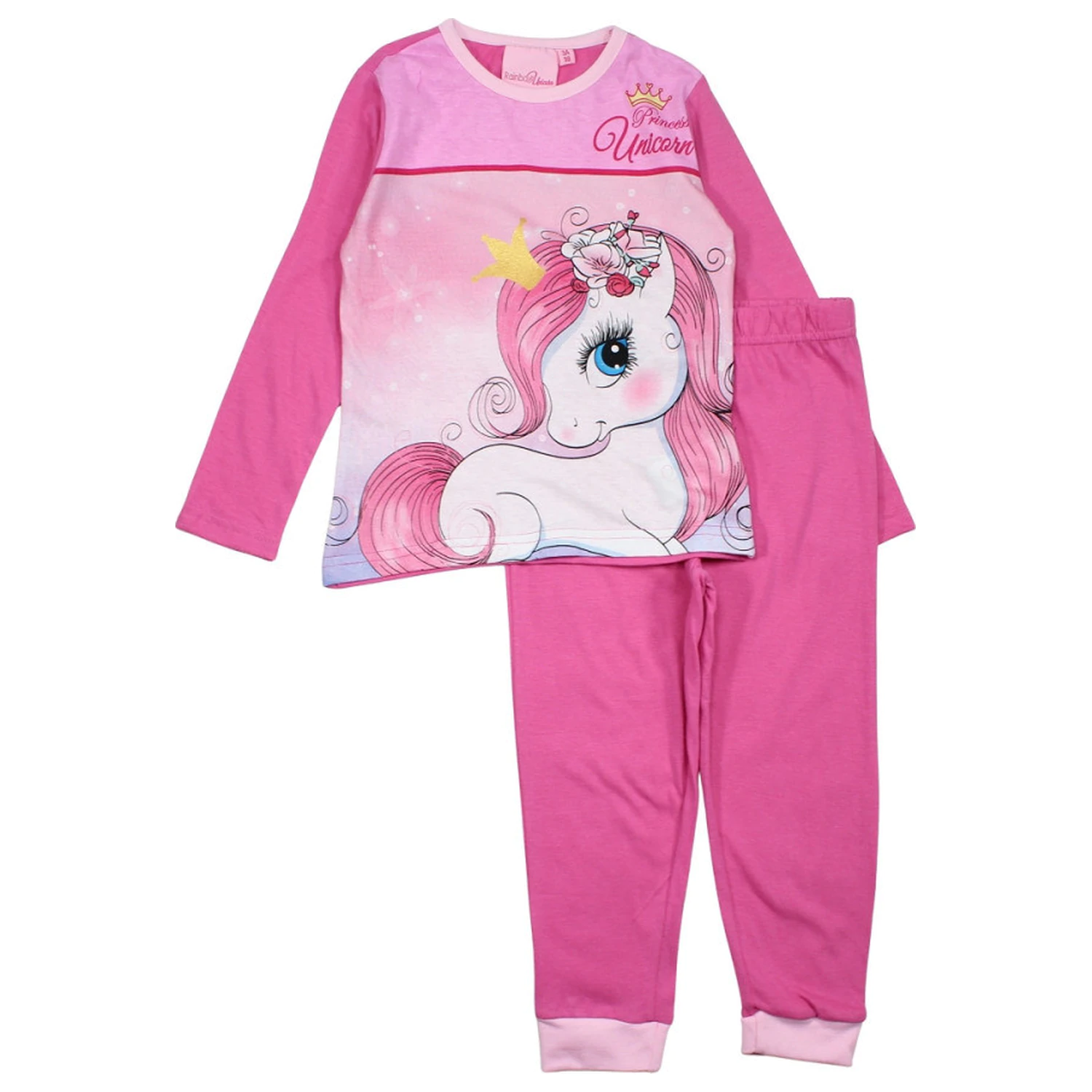 Unicorn Princess Pink Kids Long Pajamas  product photo