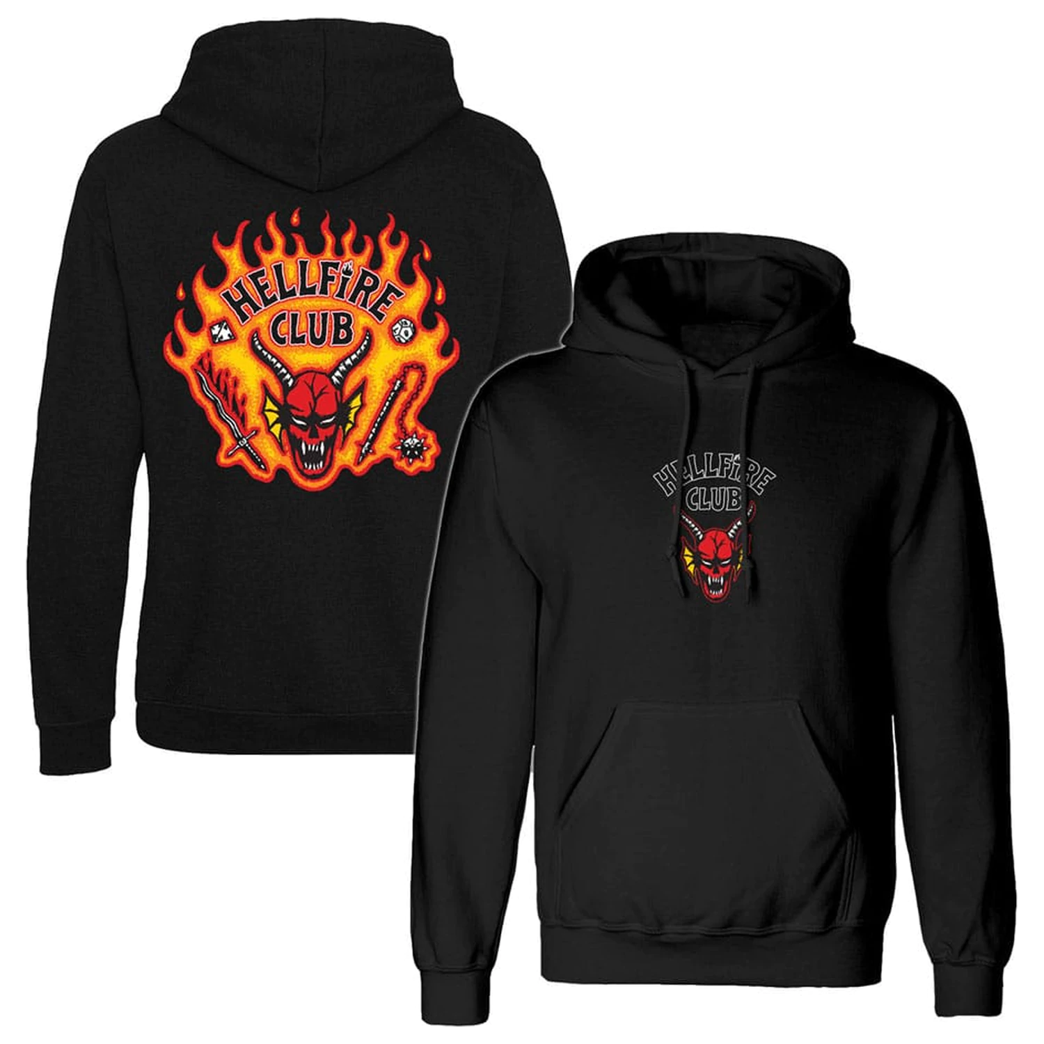 Stranger Things Hooded Sweater Hellfire Club Flames  product photo