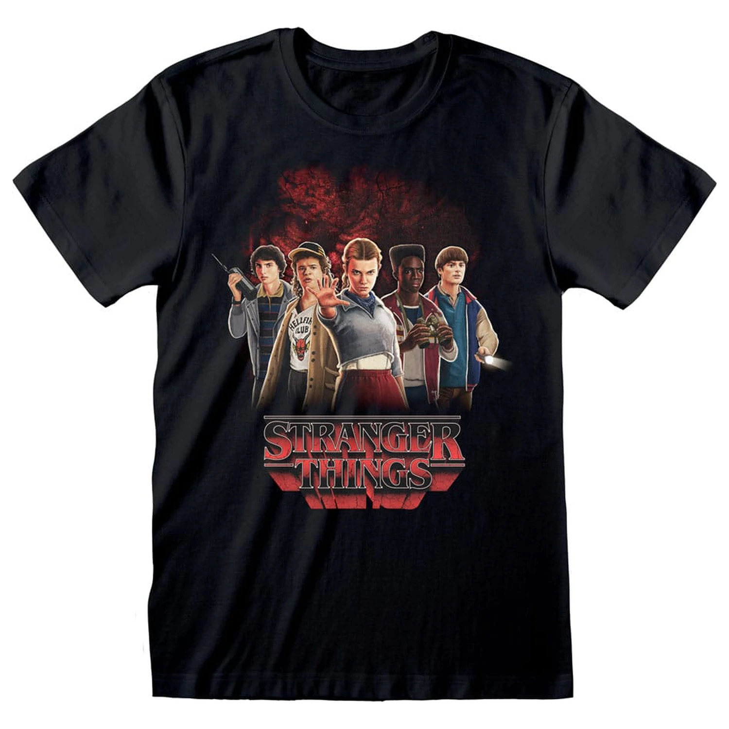 Stranger Things T-Shirt Group with Vecna behind  product photo