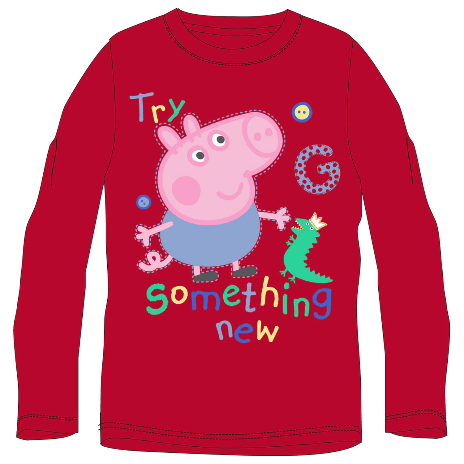 Peppa Pig Something New Red Kids Long Sleeve T-Shirt Top  product photo