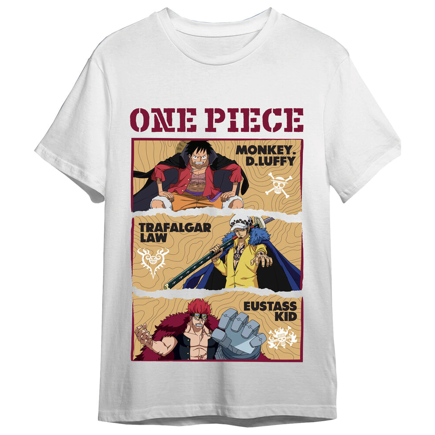 One Piece Monkey D. Luffy, Trafalgar Law & Eustass Kid adult t-shirt  product photo