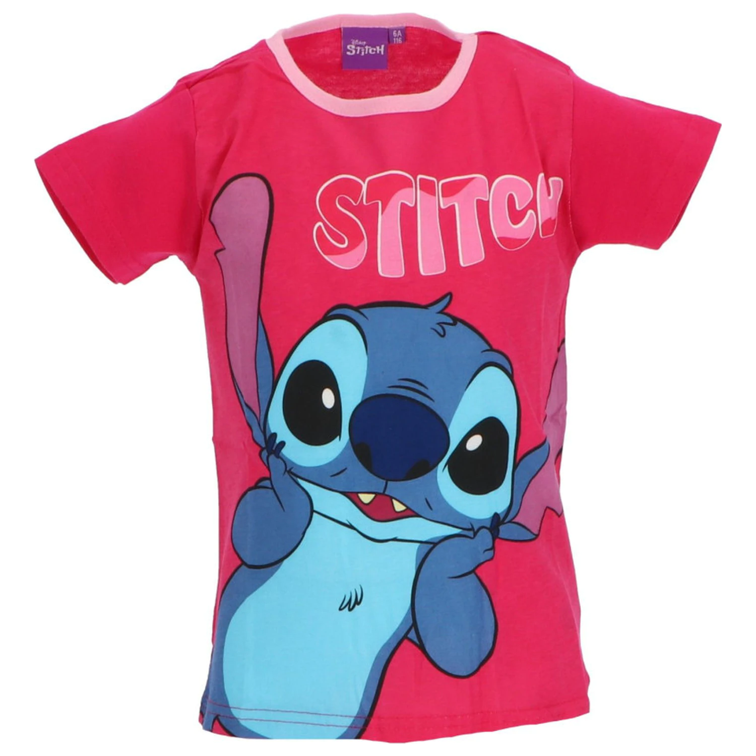 Stitch Surprised Pink children's short sleeve t-shirt, top  product photo