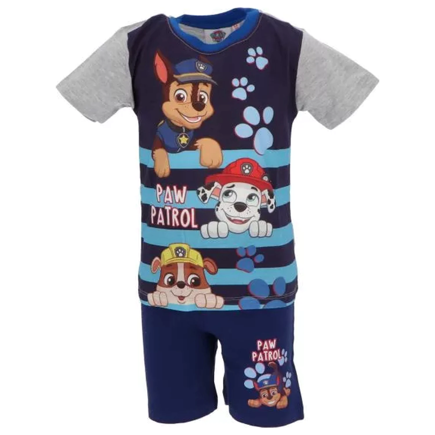 Paw Patrol Happy Stripes Grey Short Kids' Pajamas product photo
