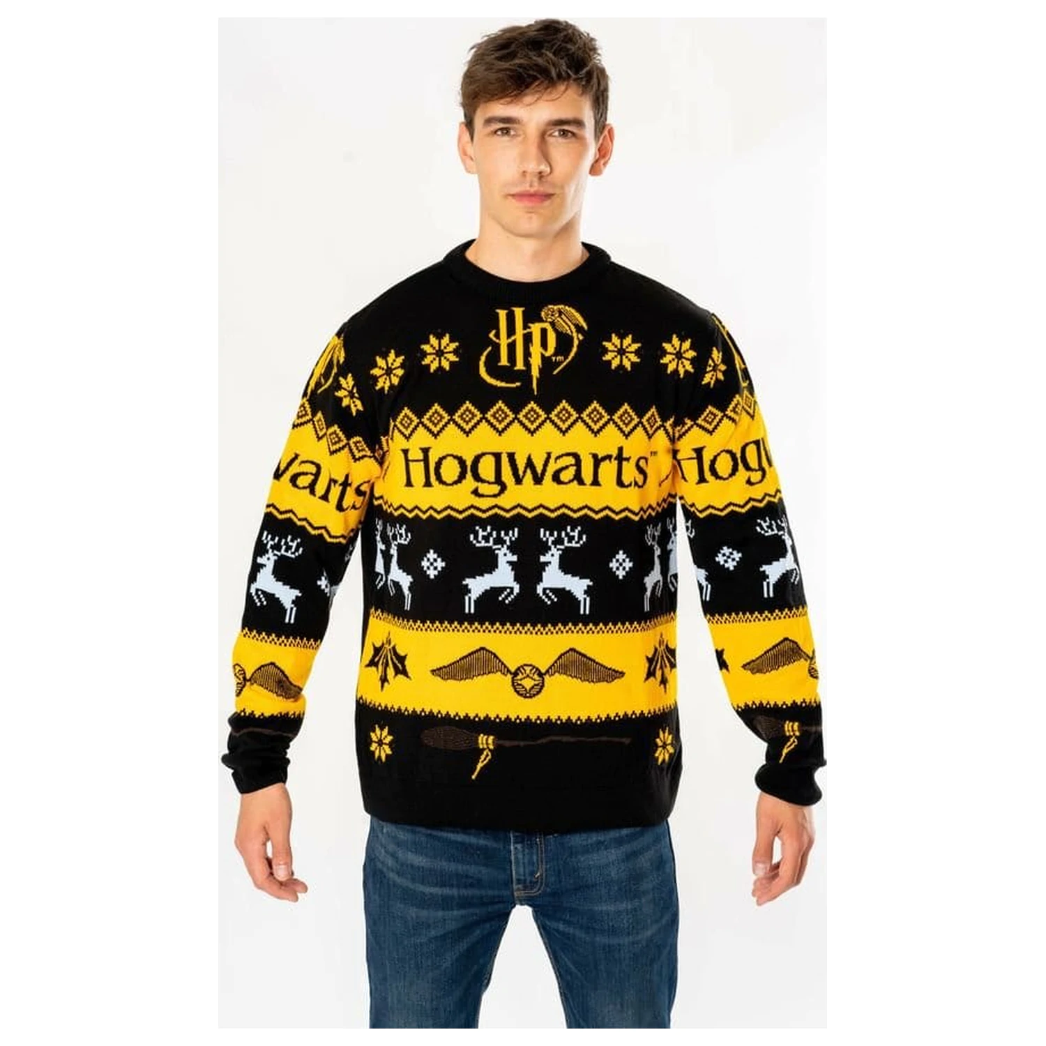 Harry Potter Christmas Sweater Deluxe Hogwarts Knitted  product photo