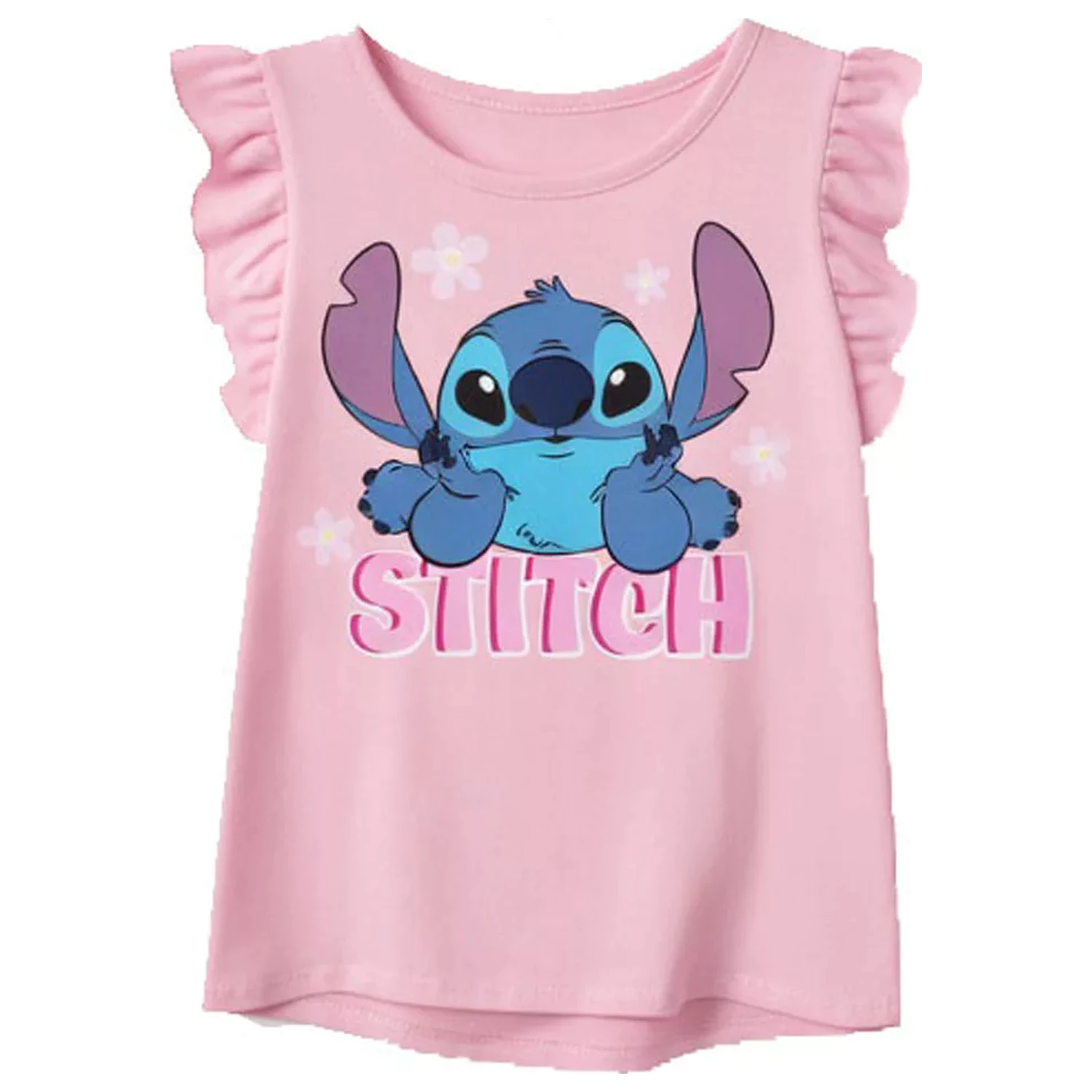 Stitch Tiny Smile Light Pink kids' short sleeve t-shirt product photo