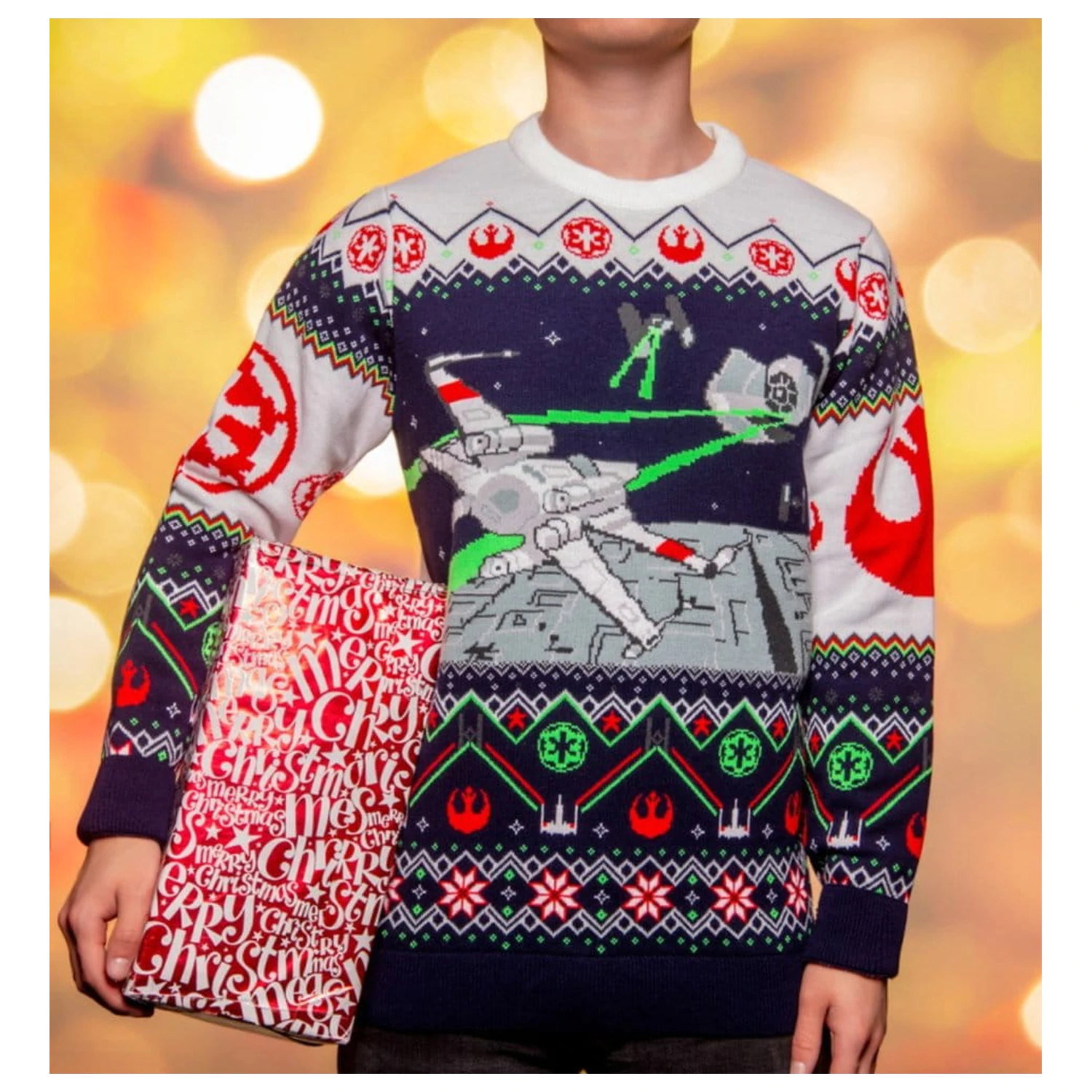 Star Wars Christmas Sweater X-Wing v TIE Fighter product photo