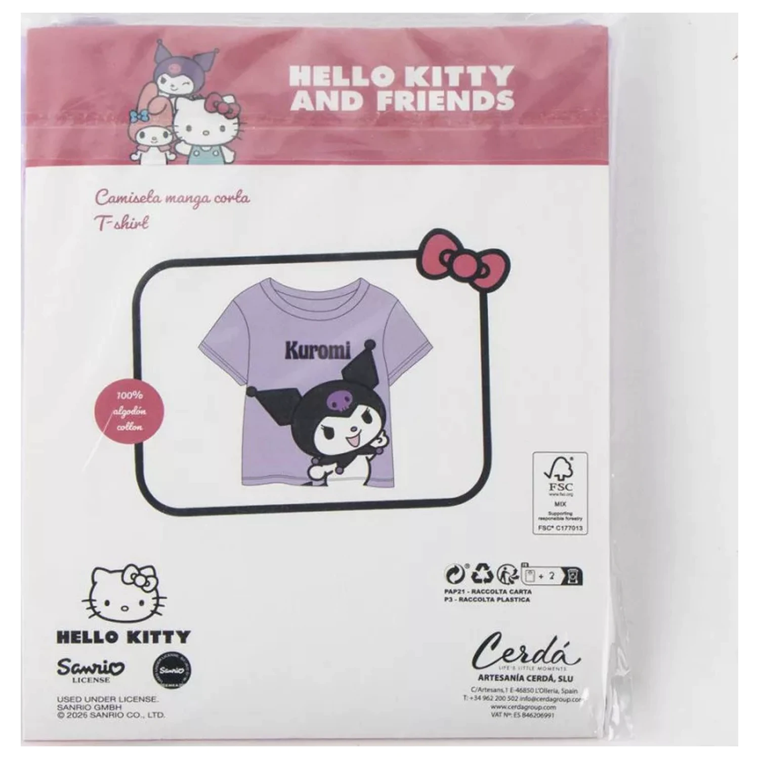 Hello Kitty Kuromi Purple kids short sleeve t-shirt, top product photo