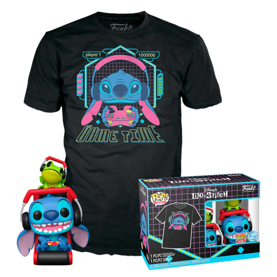 Set figure Funko POP & Tee Disney Stitch Gamer Stitch with Frog product photo