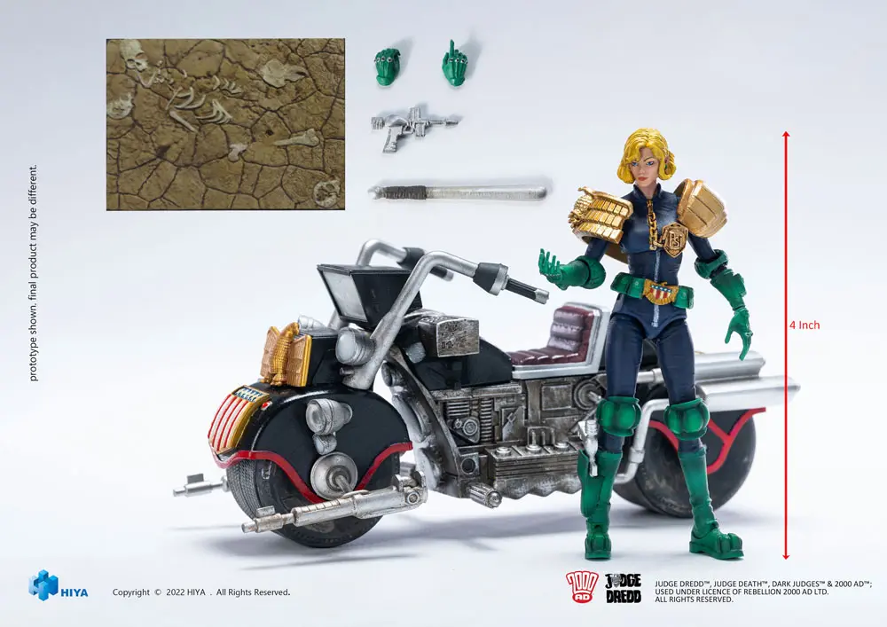 2000 AD Exquisite Mini Action Figure 1/18 Judge Anderson &amp; Lawmaster MK 2 Set 10 cm product photo