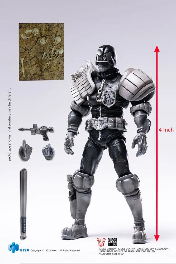 2000 AD Exquisite Mini Action Figure 1/18 Black and White Judge Dredd 10 cm product photo