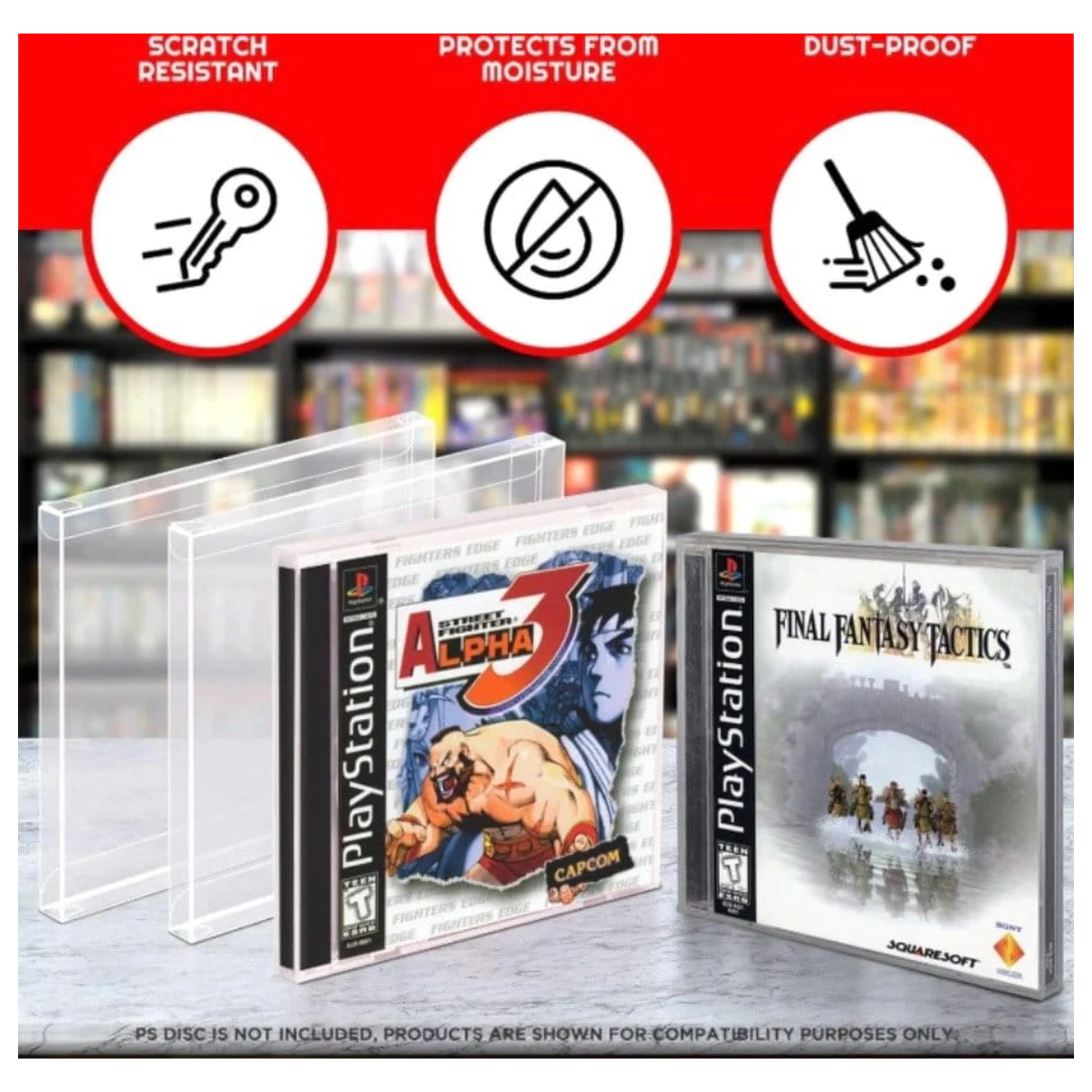 PET Protectors 25-Pack for PS1/Single CD/Dreamcast (Jewel Case) Games product photo