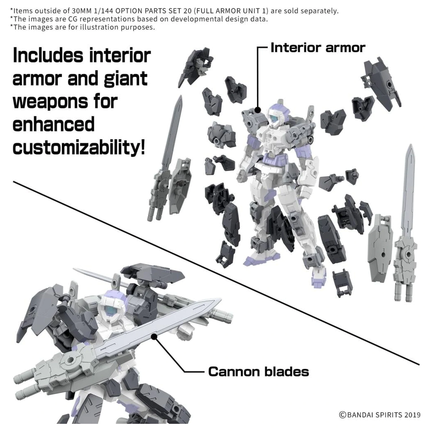 30MM 1/144 Option Parts Set 20 (Full Armor Unit 1) Model Kit product photo