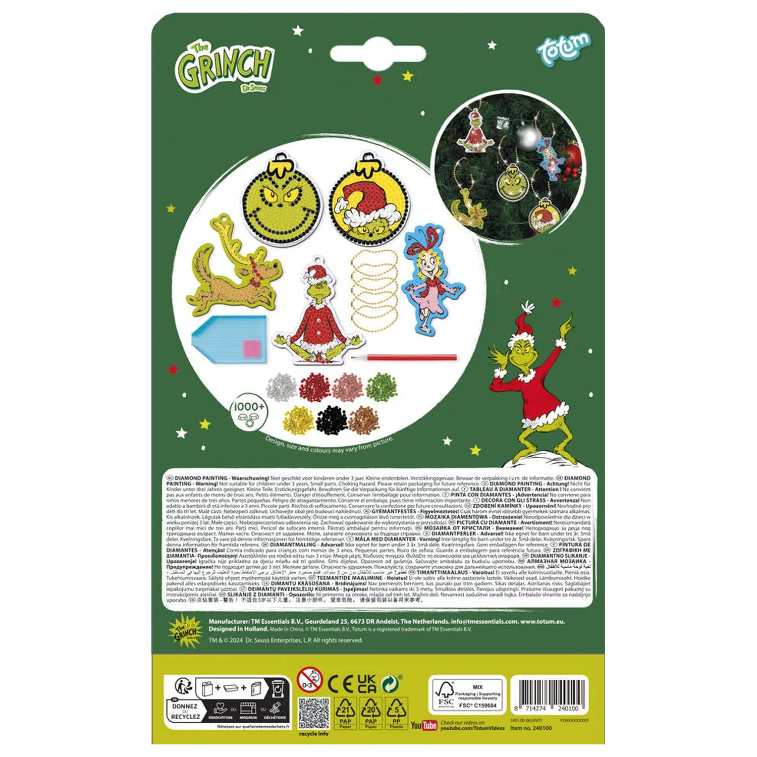 The Grinch Dr. Seuss Diamond Eye Set with Hanger product photo