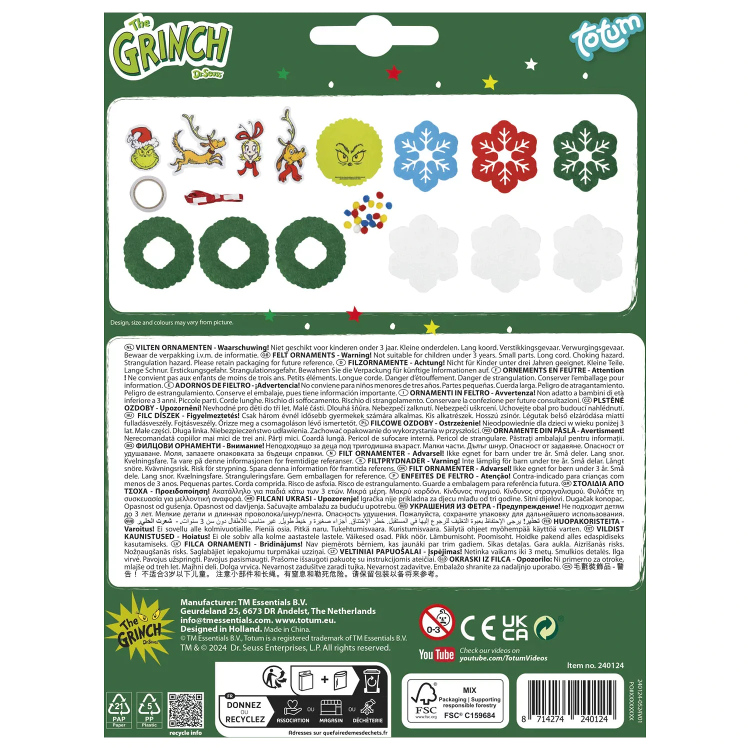 The Grinch Dr. Seuss Christmas Tree Ornaments 5-Piece Set product photo