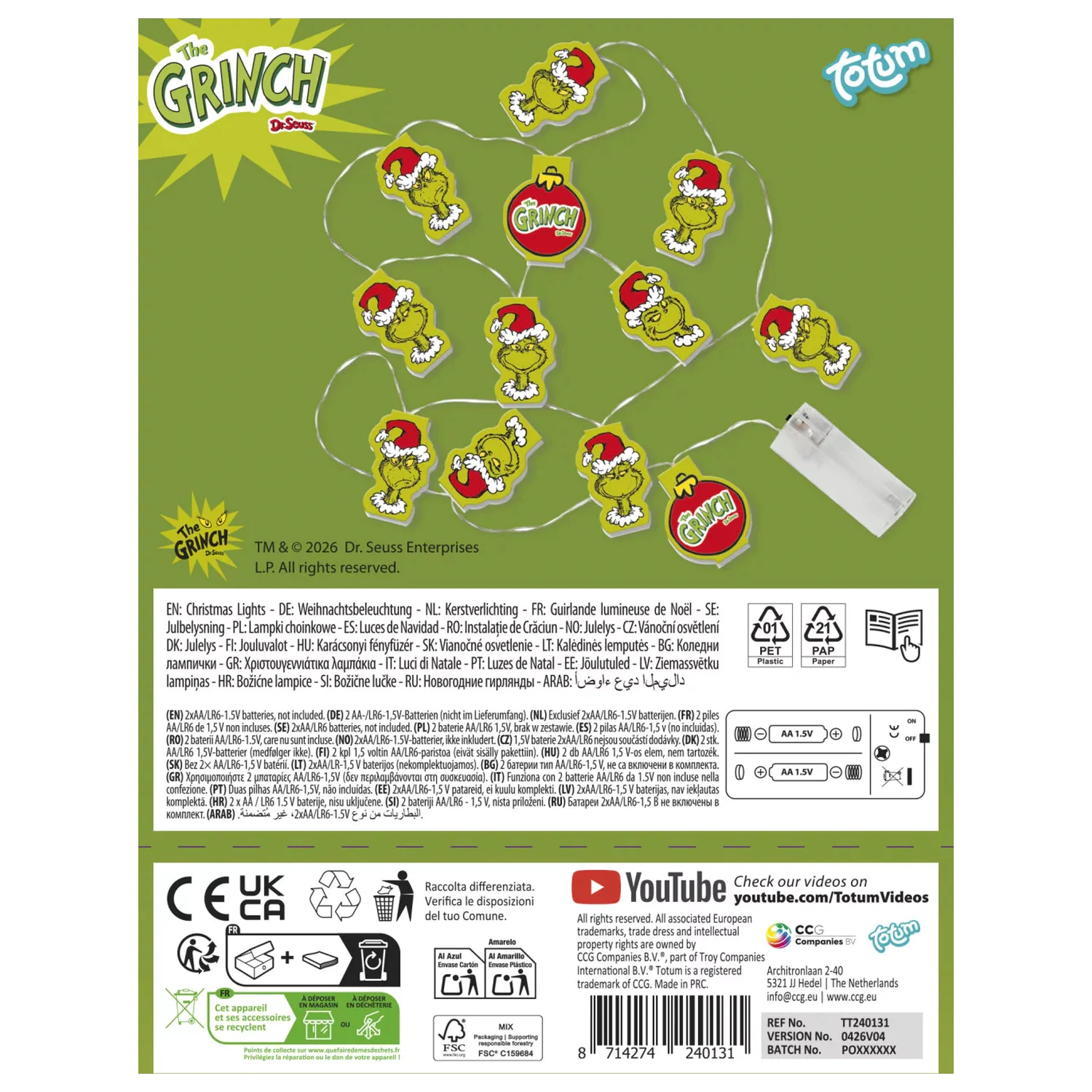 The Grinch Dr Seuss Christmas LED String Lights product photo