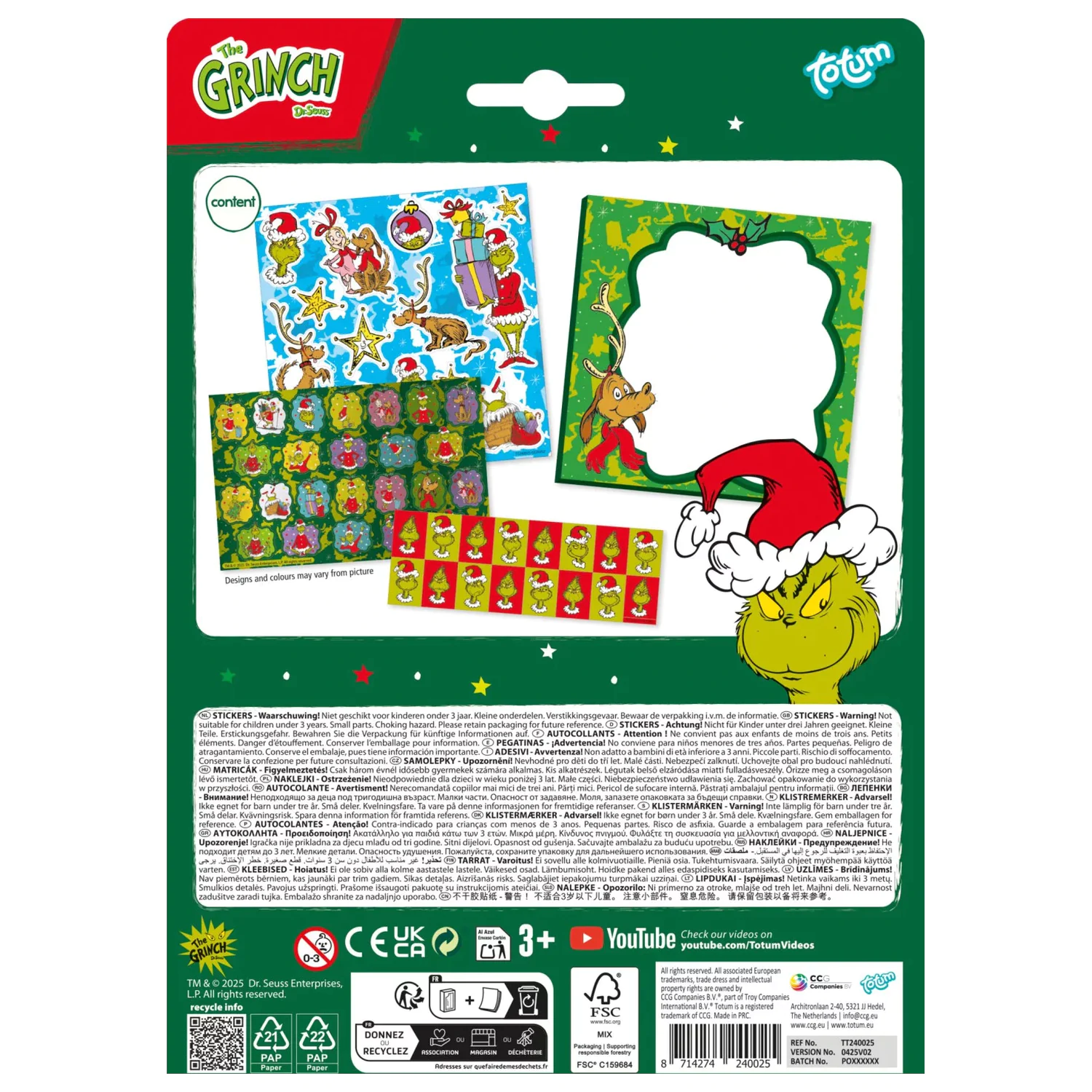 The Grinch Dr. Seuss Sticker Set product photo
