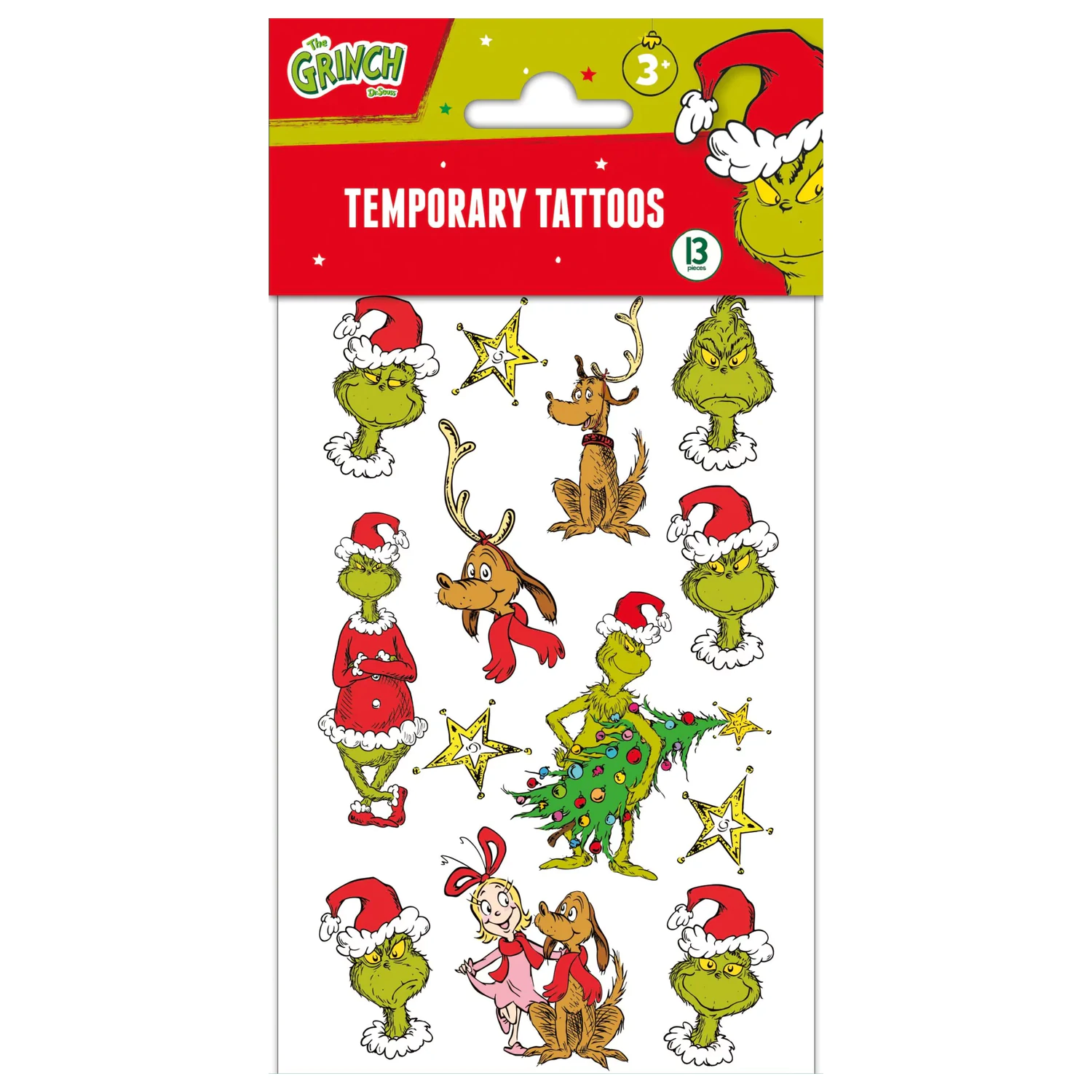 The Grinch Dr Seuss Tattoos 13 pcs product photo
