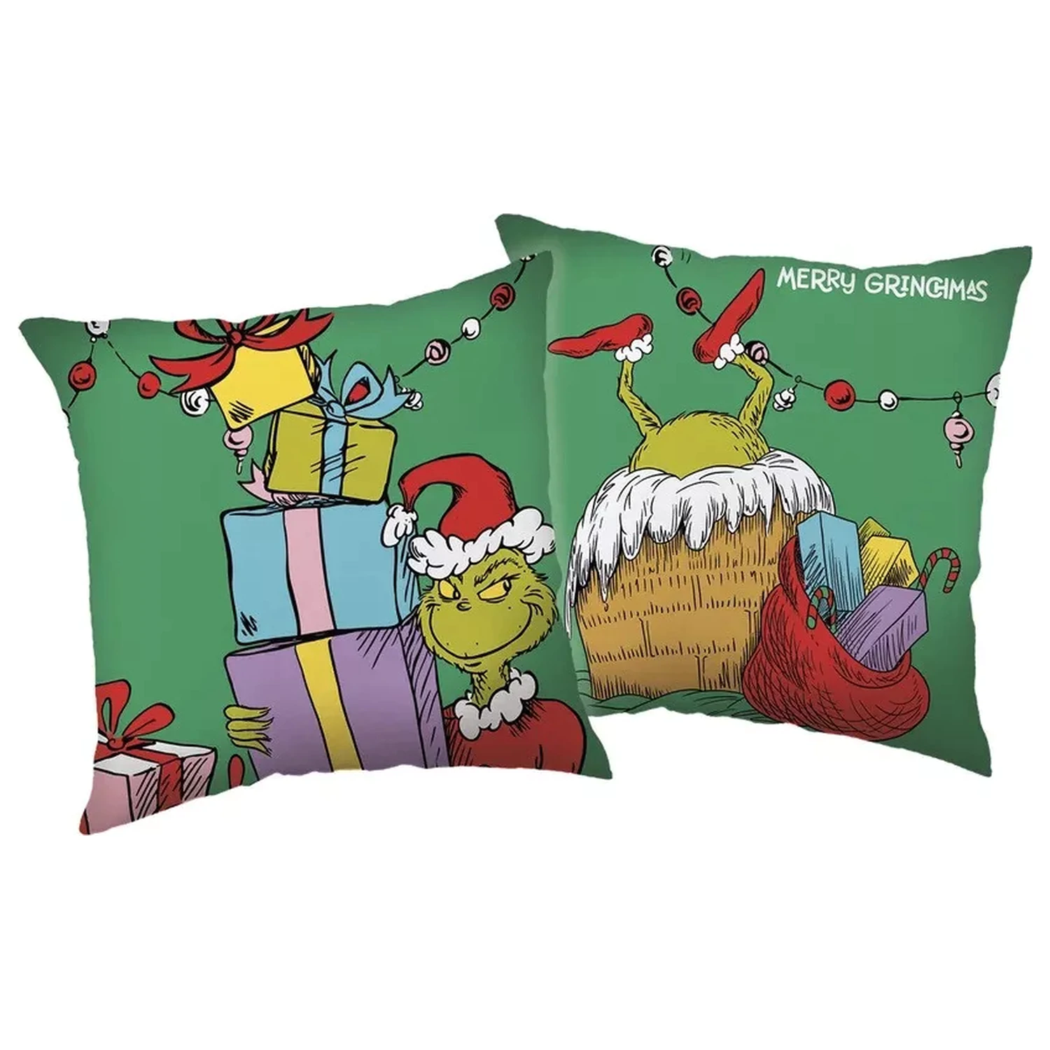 How the Grinch Stole Christmas Presents Pillow, Decorative Cushion 40x40 cm product photo