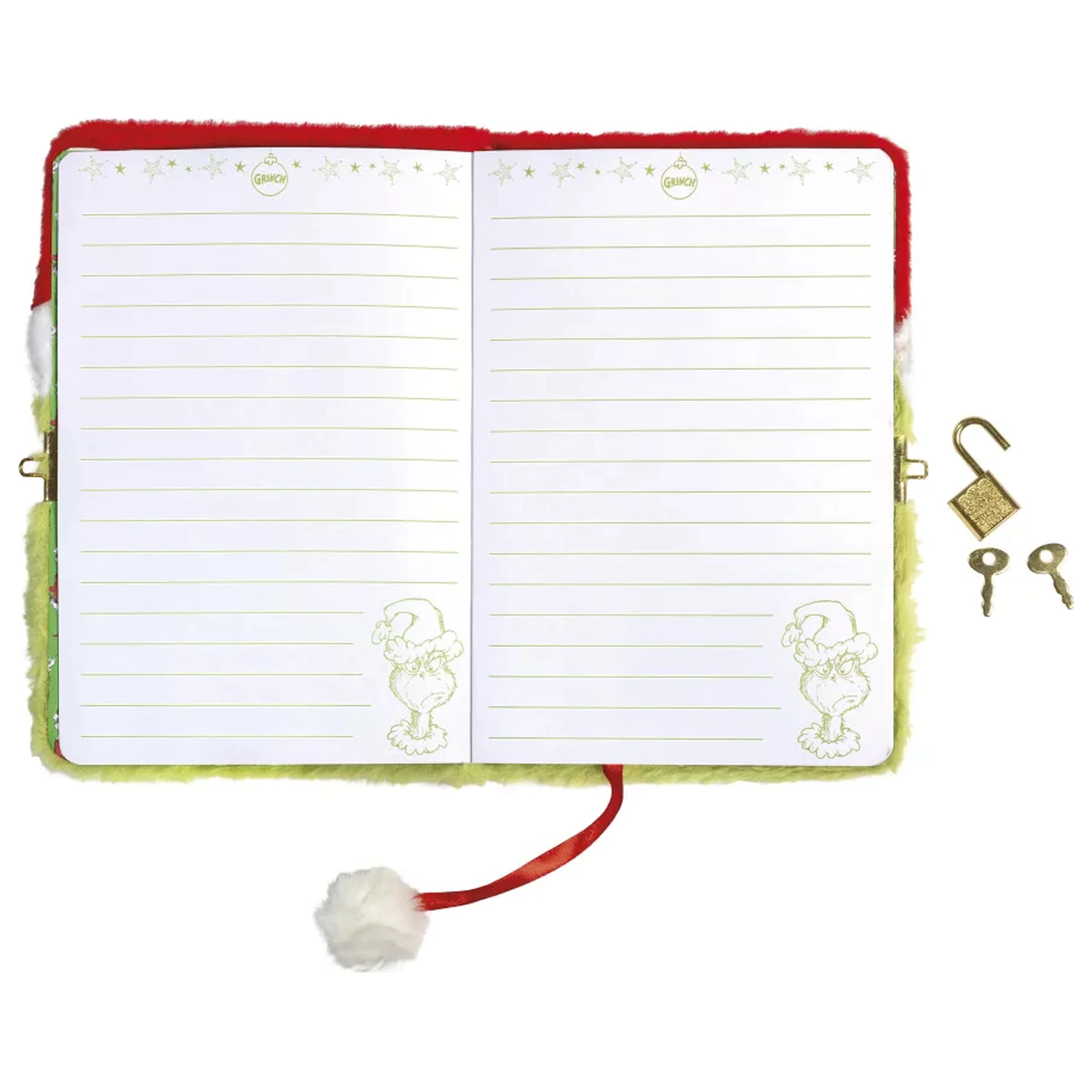 The Grinch Smile Plush A5 Padlock Diary product photo