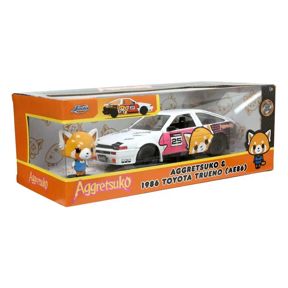 Aggretsuko Hollywood Rides Diecast Model 1/24 1986 Toyota Trueno with Aggretsuko Figur product photo