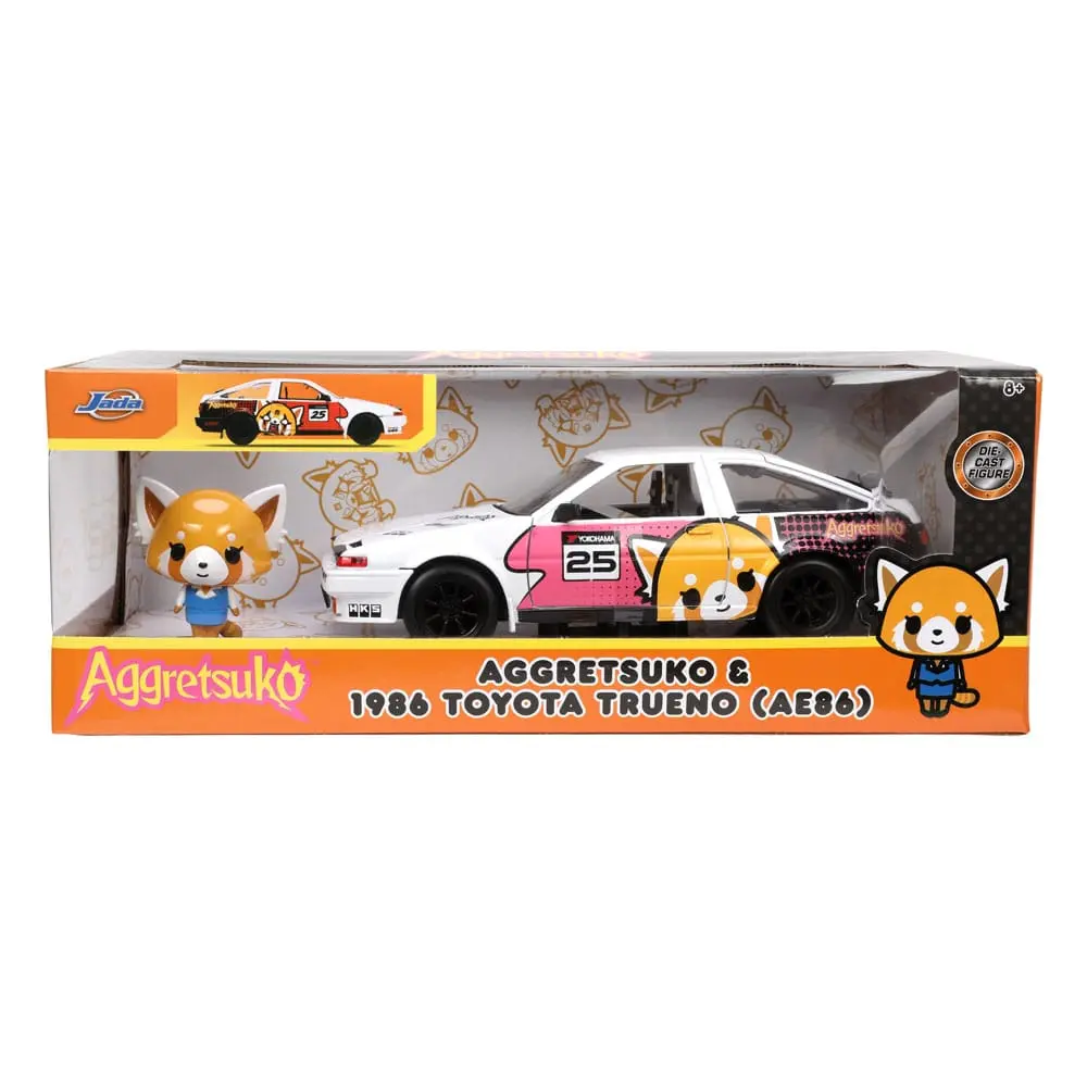Aggretsuko Hollywood Rides Diecast Model 1/24 1986 Toyota Trueno with Aggretsuko Figur product photo
