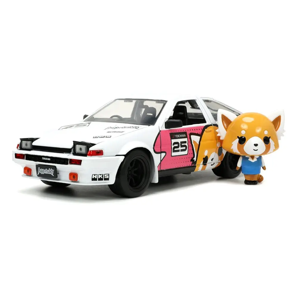 Aggretsuko Hollywood Rides Diecast Model 1/24 1986 Toyota Trueno with Aggretsuko Figur product photo