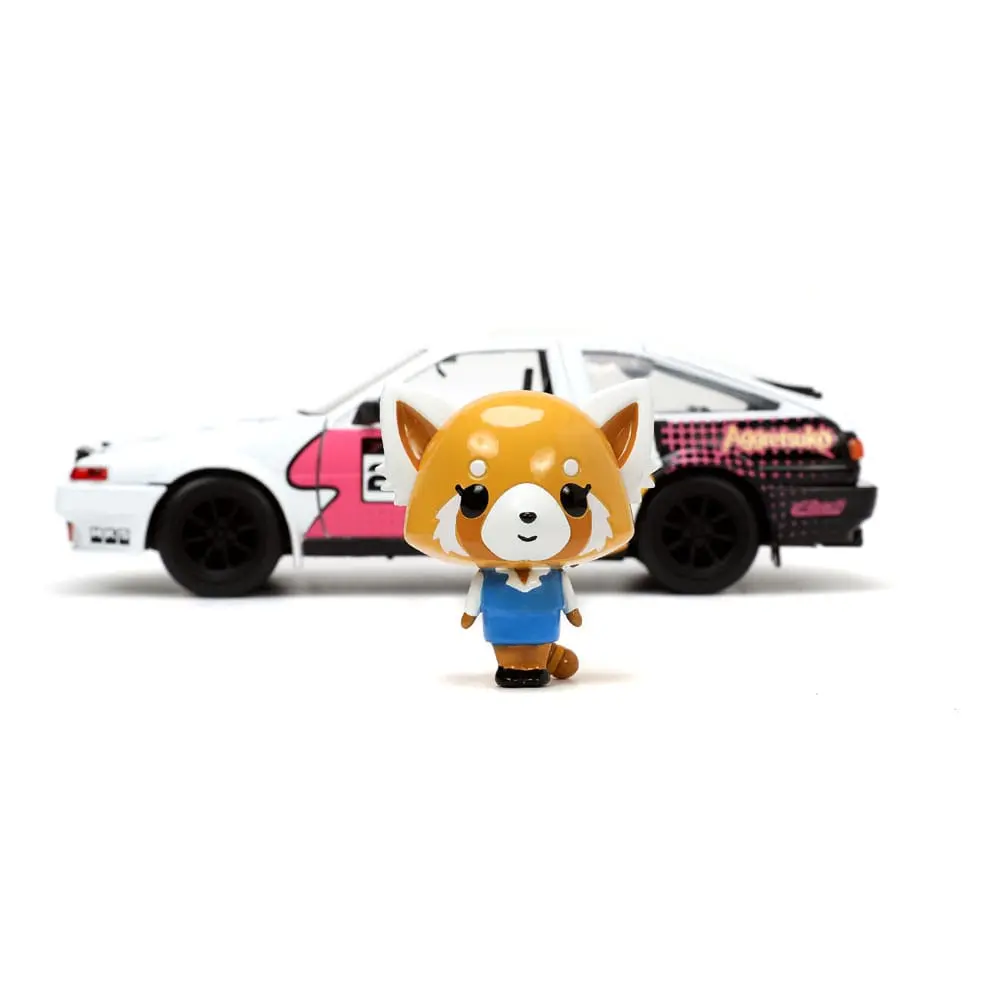 Aggretsuko Hollywood Rides Diecast Model 1/24 1986 Toyota Trueno with Aggretsuko Figur product photo