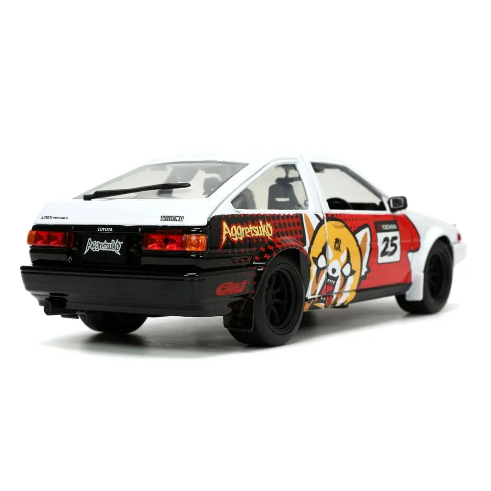 Aggretsuko Hollywood Rides Diecast Model 1/24 1986 Toyota Trueno with Aggretsuko Figur product photo