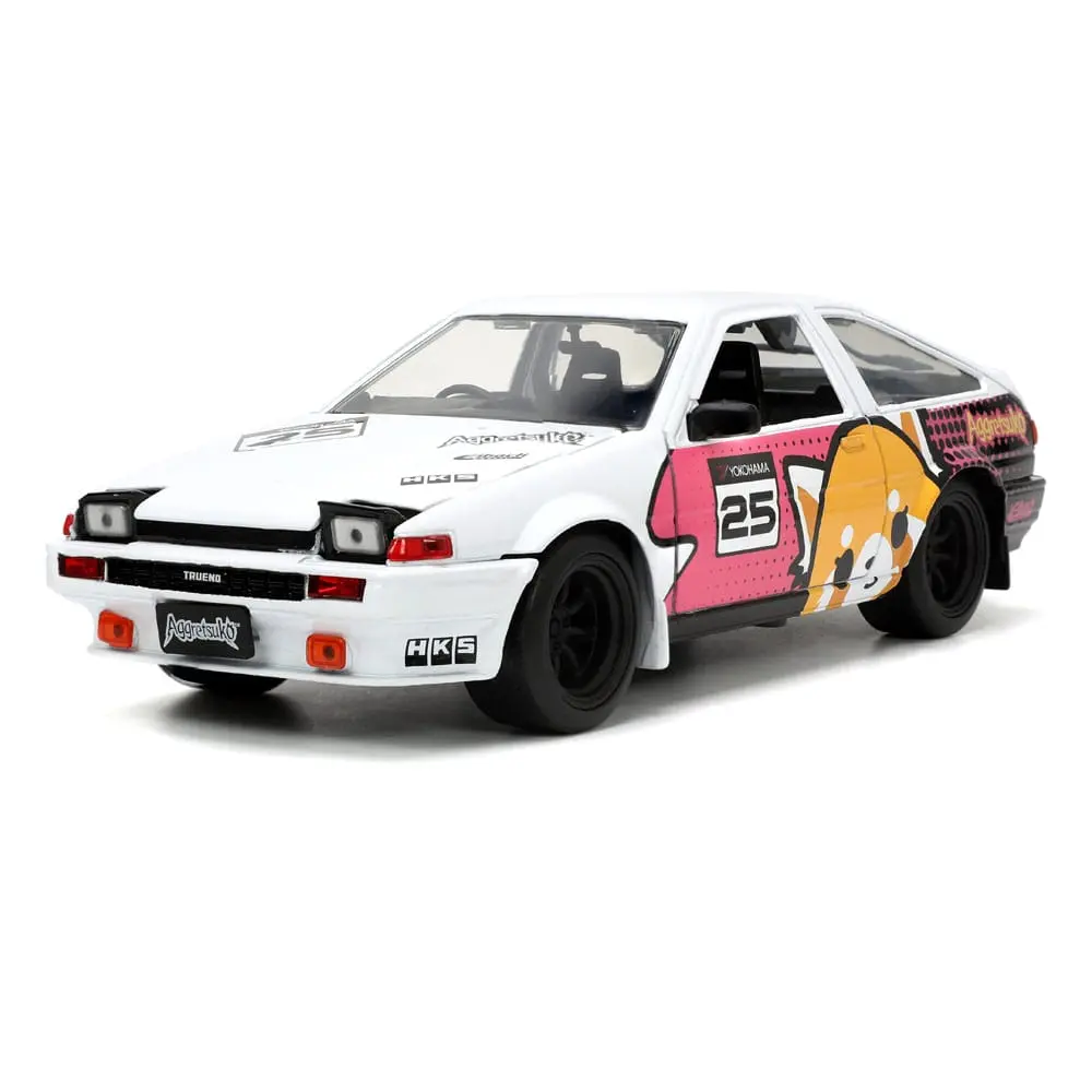 Aggretsuko Hollywood Rides Diecast Model 1/24 1986 Toyota Trueno with Aggretsuko Figur product photo