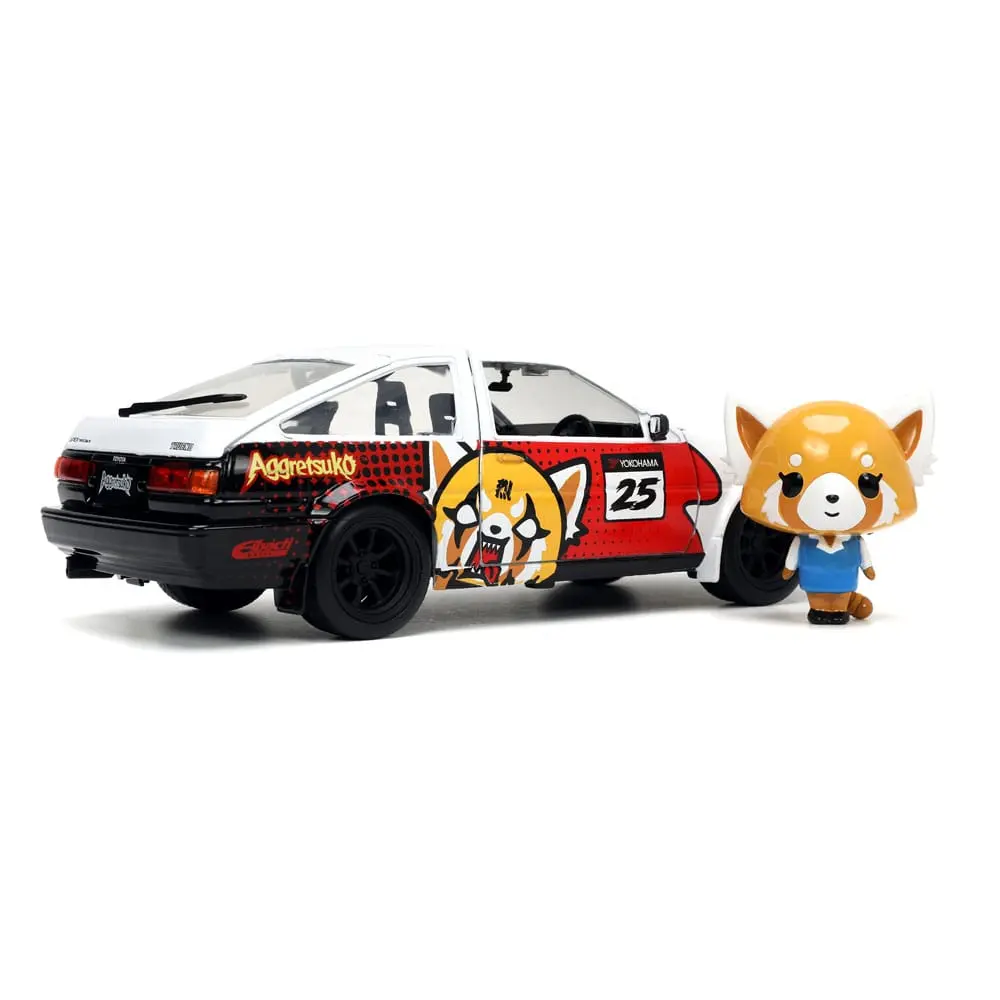 Aggretsuko Hollywood Rides Diecast Model 1/24 1986 Toyota Trueno with Aggretsuko Figur product photo