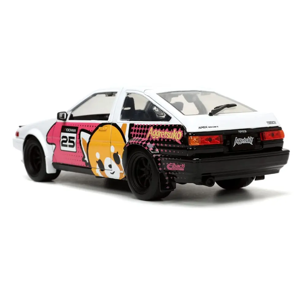 Aggretsuko Hollywood Rides Diecast Model 1/24 1986 Toyota Trueno with Aggretsuko Figur product photo