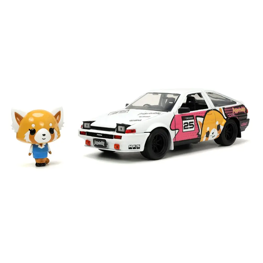 Aggretsuko Hollywood Rides Diecast Model 1/24 1986 Toyota Trueno with Aggretsuko Figur product photo