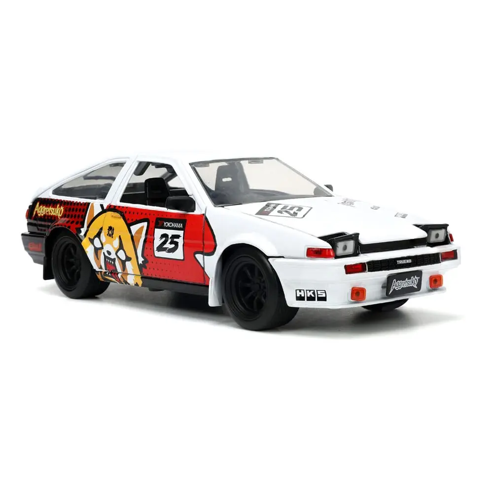 Aggretsuko Hollywood Rides Diecast Model 1/24 1986 Toyota Trueno with Aggretsuko Figur product photo