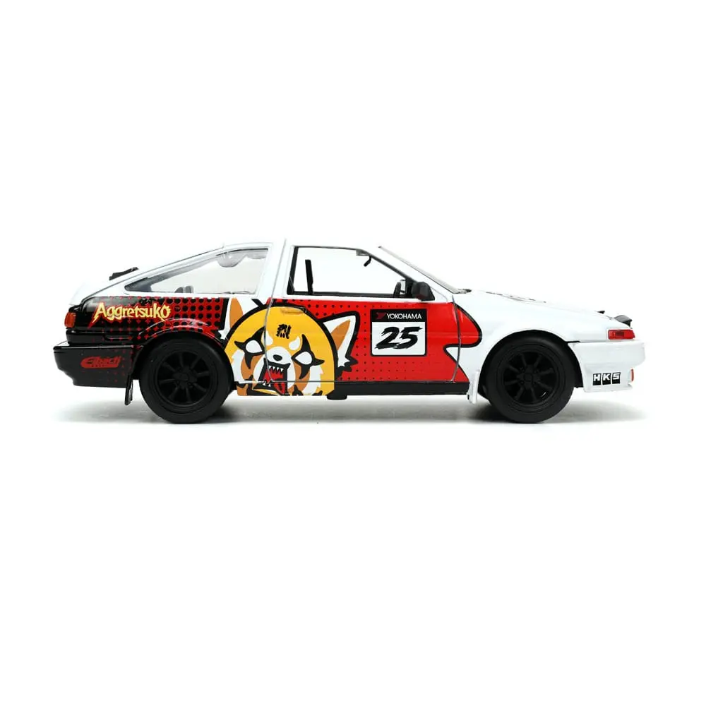 Aggretsuko Hollywood Rides Diecast Model 1/24 1986 Toyota Trueno with Aggretsuko Figur product photo