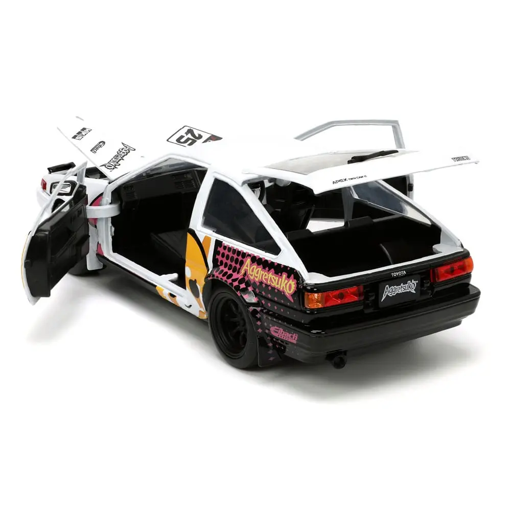Aggretsuko Hollywood Rides Diecast Model 1/24 1986 Toyota Trueno with Aggretsuko Figur product photo