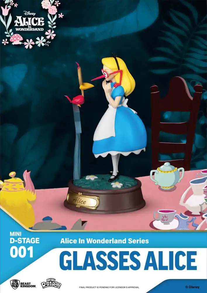 Alice in Wonderland Mini Diorama Stage PVC Statue Glasses Alice 10 cm termékfotó