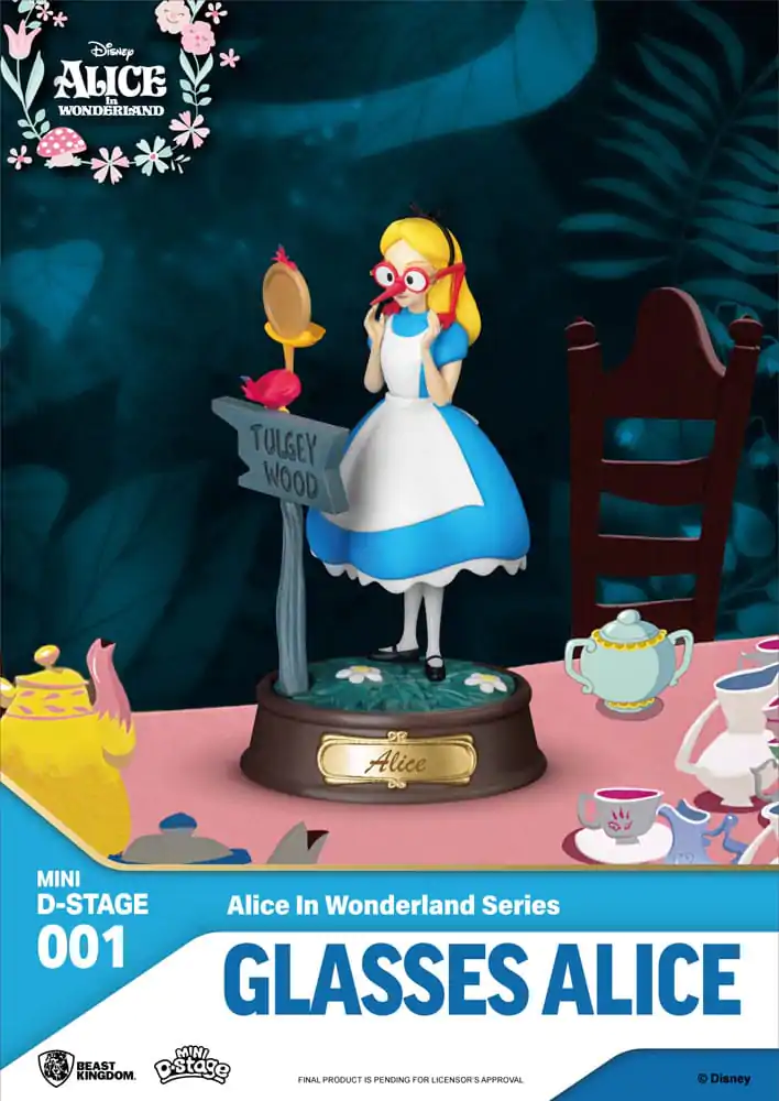 Alice in Wonderland Mini Diorama Stage PVC Statue Glasses Alice 10 cm termékfotó