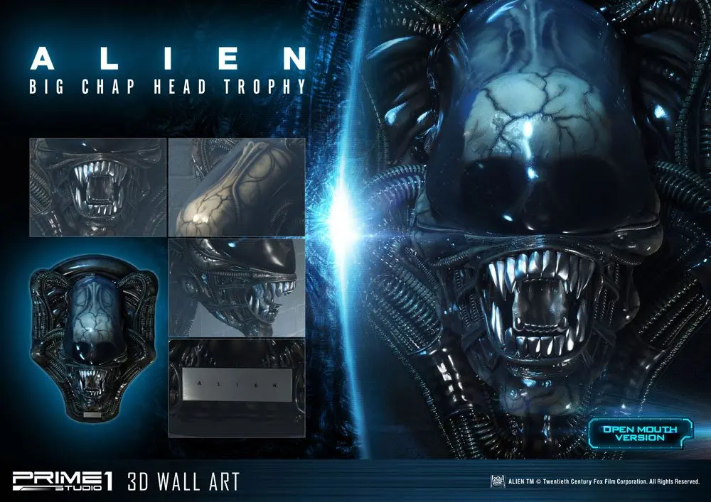 Alien 3D Wall Art Warrior Alien Head Trophy Open Mouth Version 58 cm product photo
