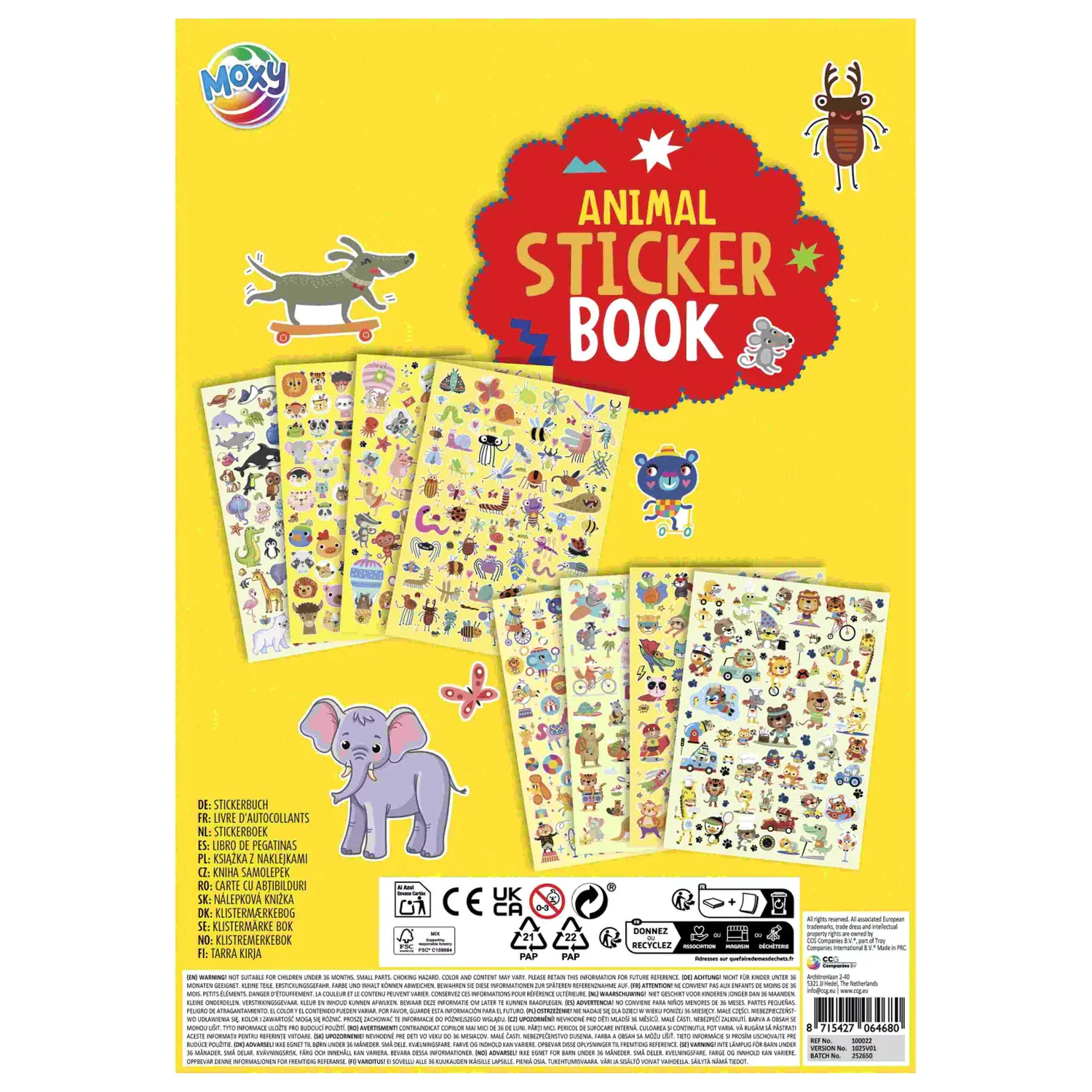 Animal Yellow Sticker Pack, 8 Sheets product photo